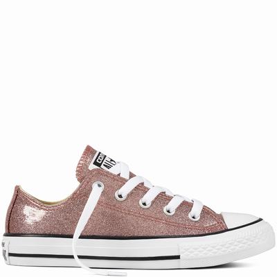 Converse Chuck Taylor All Star Glitter Low Tops Kids - Rose Gold/Beige/White Shoes (920ROZGB)